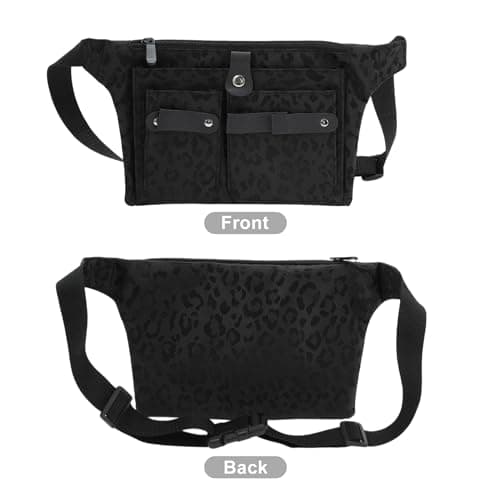 VOCOSTE Hairdresser Scissor Bag, Barber Canvas Waist Pouch, Professional Hairdressing Tools Storage Holsters with Waist Belt, Leopard Black — view 4