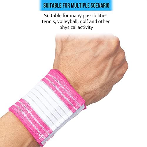 360 RELIEF Wrist Support Wrap Compression Brace | Fitness, Gym, Crossfit, Weightlifting, Powerlifting | White/Pink with Mesh Laundry Bag — view 5