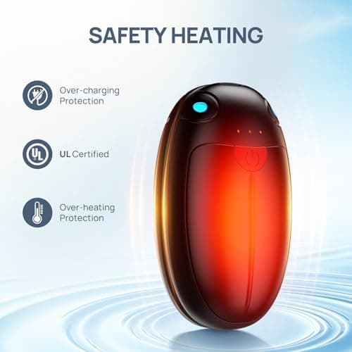 VTHW Hand Warmers Rechargeable 2 Pack, Electric Hand Warmers Reusable, USB Hand Warmer 20 Hrs Warmth 3 Levels Heat, Portable Pocket Handwarmers for Hiking Golf (Black) — view 4
