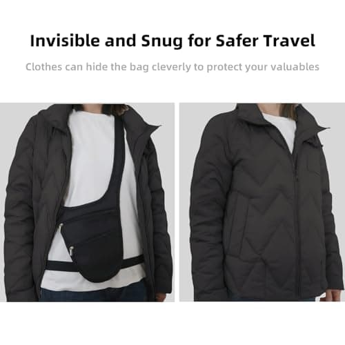 Mervokl Hidden Chest Pocket Waist Bag Anti Theft Crossbody Bag with Removable Belt and Skin-Friendly Back Provides Space for Passports, Credit Cards, Cash — view 6