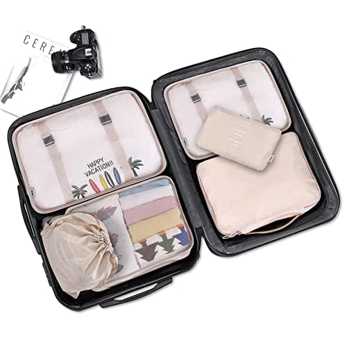 Travel Packaging Cube,8-piece set of travel cube, Foldable luggage Storage Bag, lightweight luggage Storage Bag (Beige) — view 3