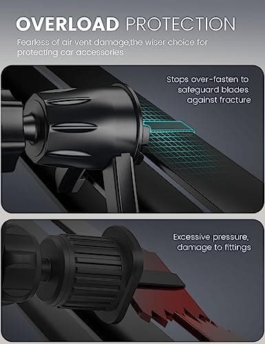 Pnitri Car Phone Holder, Air Vent Protective Car Phone Mount - Hook Clip & Legs Double Support Stable Universal Mobile Phone Mount Cradle Compatible with iPhone 17 16/Galaxy S25/Huawei (4.0-7.0 Inch) — view 3