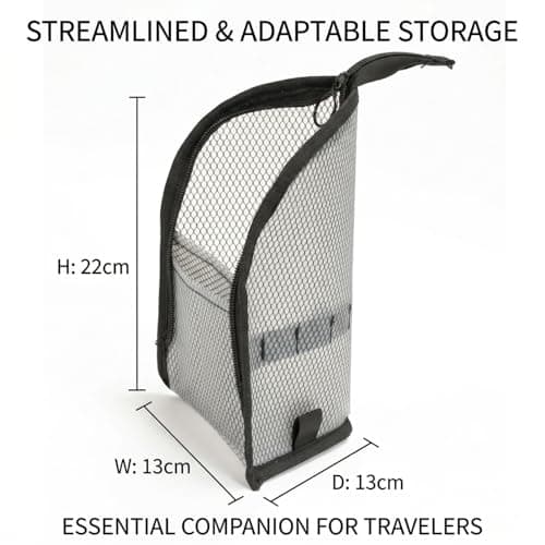 Standing Toiletry Bag,Waterproof Travel Toothbrush Storage Pouch with Holder,Portable Stand Up Organizer for Toothbrush,Makeup Brushes,Cosmetic Brush Bag for Hotel, Vacation,Trip (Black + White) — view 4