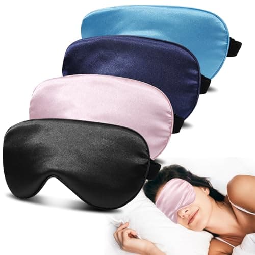 JroyJoy Super Soft Silk Sleep Mask, 100% Blackout for Sleeping (4 Packs)