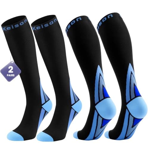 2 Pairs Compression Socks for Women and Men, 20-30 mmHg Flight Socks
