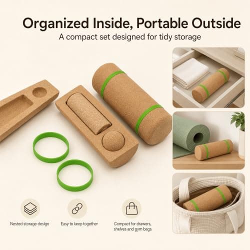 Craicidios Cork Balance Board for Feet with Foot Roller, Ball and Toe Bands — view 5