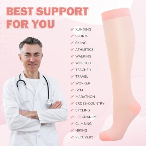 Compression Socks for Women & Men 6 Pairs 15-20 mmHg Travel Flight Socks — view 4
