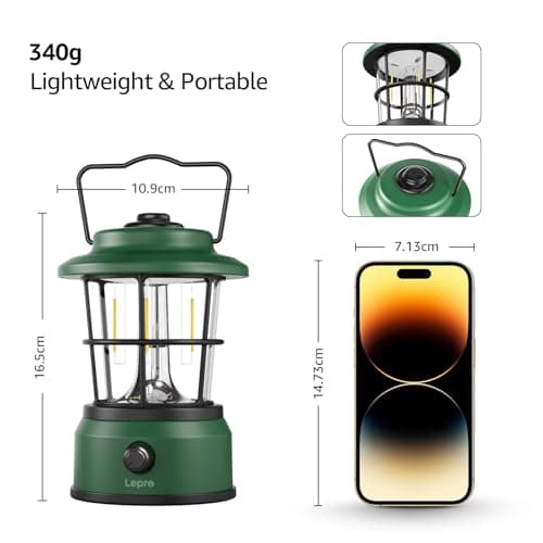 Lepro Rechargeable Camping Lantern, 3600mAh Retro Dimmable Tent Light — view 6