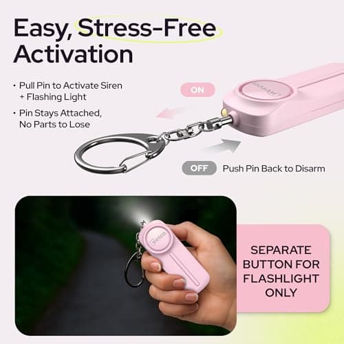 Personal Safety Alarm Keychain for Women, 3 Pack, 130dB Siren, LED Light — view 3