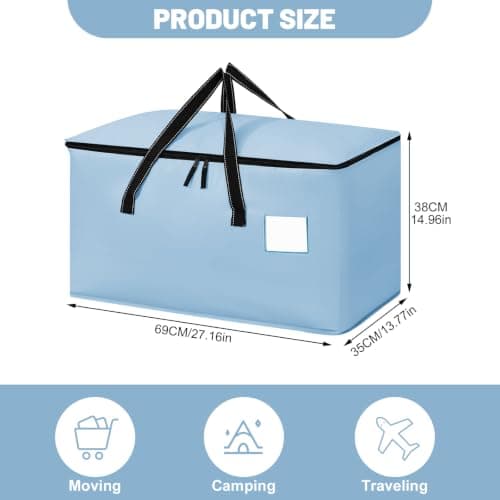 Dntorx 2 Pack 90L Moving Bags,Waterproof Moving Boxes with Zips,Light Blue — view 4