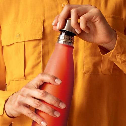 Mont-Clair H2O Stainless Steel Water Bottle, Vacuum Insulated - BPA Free, 12h Hot & 24h Cold Drinks, Metal Water Bottle 500ML Leakproof, Ideal for Adult, Kids, Running - Orange — view 5