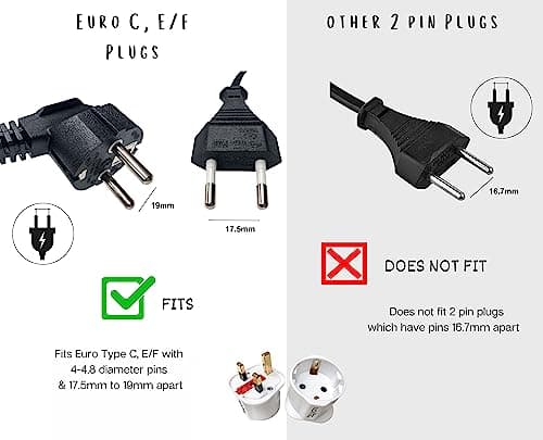 Xoltz European to UK Plug Adaptor Single Pack EU Euro Europe Schuko Travel Adapter to UK Socket Converter From Spain Italy Germany 13A Type C E F x 1 — view 4