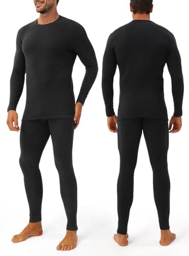 DAVID ARCHY Men's Thermal Set Contain Wool and Mulberry silk Blend Warm Luxuriously Soft Moisture-wicking Base Layer Underwear Set, Bottoms with Open Fly Suitable 14°F to 32°F — view 2