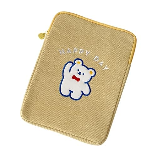 Scratch Proof Fabric 11Inch Tablet Sleeve, Yellow bear