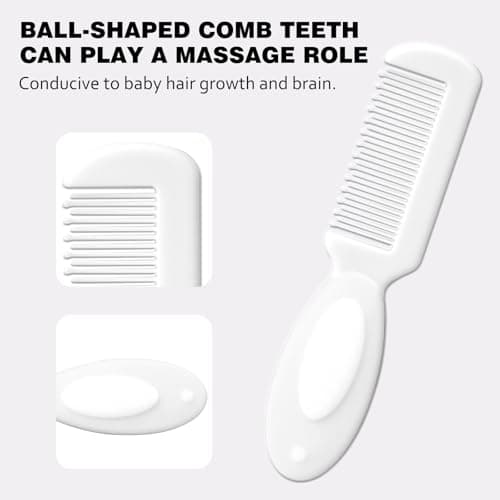 Baby Grooming Kit Newborn,Infant Safety Care Set with Hair Brush Comb Nail Clipper, Baby Essentials for Newborn,5 Pcs, Write — view 4