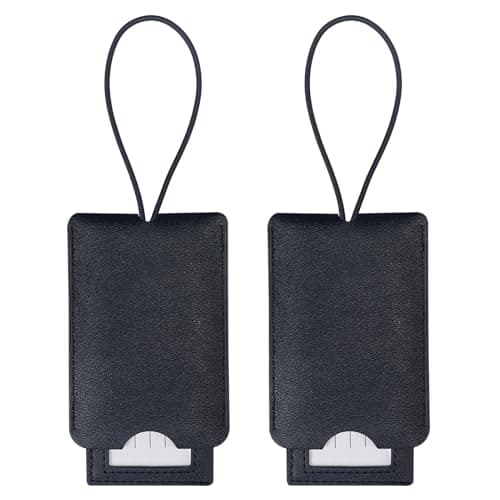 Gloppie 2 Pack Luggage Tags for Suitcases PU Leather Travel Bag Luggage Tag Handbag Labels with Name ID Card Privacy Cover Black
