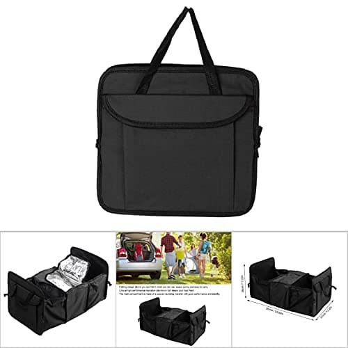 HLKSOUREZ Multifunction Folding Car Insulated Cooler Storage Bag Organizer, Trunk Storage Box with High - Quality Polyester Material, Large Capacity Car Trunk Organizer Container for Travel (Black) — view 2
