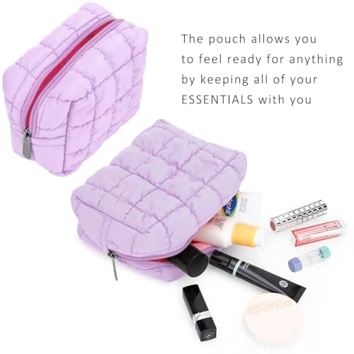 DOB SECHS Travel Toiletry Wash Bag for Women, Cotton Makeup Cosmetic Organizer Storage Bag for Girls, Purple 8 inch — view 5