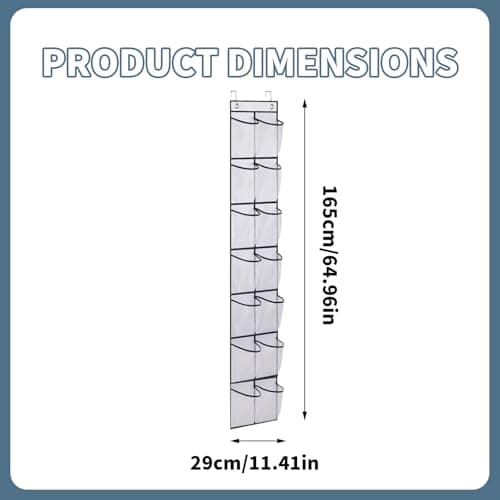 Merzio Over the Door Shoe Organiser with 14 Large Pockets, Versatile Hanging Shoe Storage Rack for Wardrobe, Closet, Bathroom - Space Saving Solution — view 2