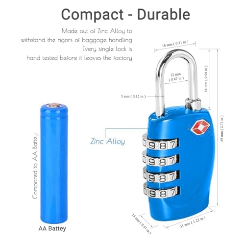 CFMOUR Suitcase Locks, TSA Approved Luggage Locks, 4-dial, Blue, 2 Pcs — view 4