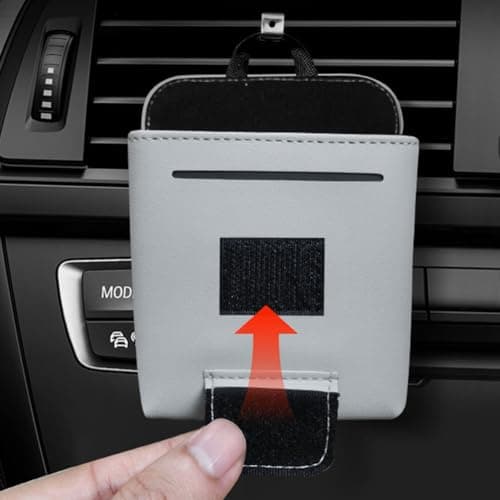 BildeeMait Portable Car for Door Pocket Organizer Checkered PU Leather for Mobile Phone(beige) — view 4