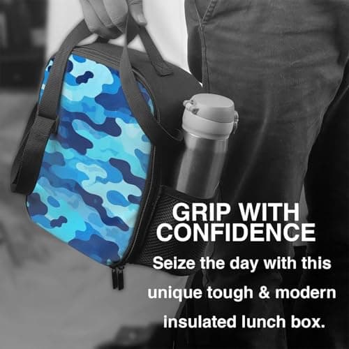 YUAOEUR Blue Camo Lunch Bag Insulated Lunch Box for Boys Girls Adults Children Women Men School Picnic Outdoor — view 6