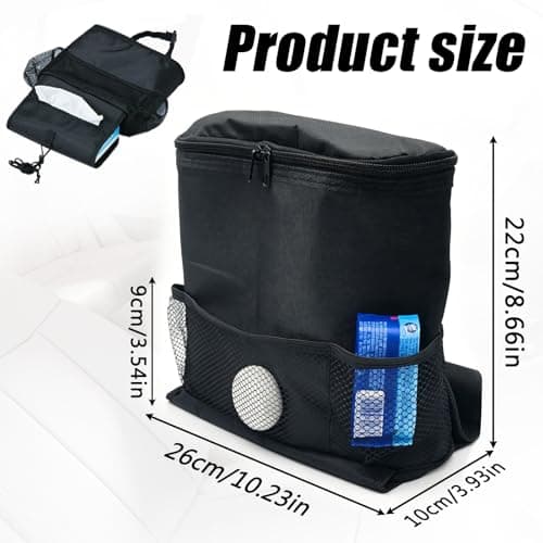 KASESSS Car Seat Organiser with Insulated Cool Bag, Oxford Cloth Multi-Pocket Car Organiser with Tissue Holder, Water Bottle Pockets, Foldable Thermal Cooler Bag for Most Cars Family Road Trip — view 2