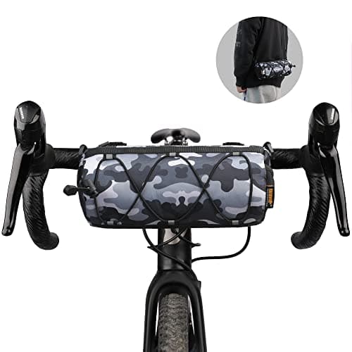 Rhinowalk Bike Handlebar Bag - Front Bag with Shoulder Strap for Road Mountain Bike Cycling Travel (Camouflage Grey)