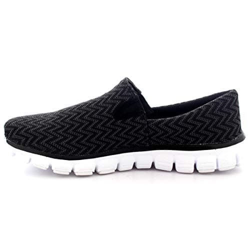 Get Fit Women’s Slip-On Walking Shoes - Lightweight Breathable Trainers with Memory Foam - Casual Work Sneakers - Comfortable Gym, Travel & Everyday Wear - Black/White - UK4/EU39 — view 2