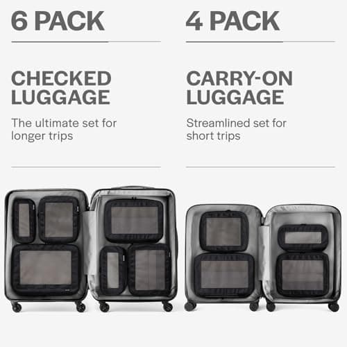 Aerotrunk Compression Packing Cubes for Suitcases - Double Zipper Compression Luggage Organizers - Washable Travel Packing Cubes (4-Pack, Black) — view 4