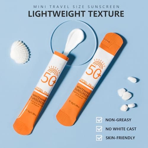 16 Pack Mini Travel Size Sunscreen - Waterproof Sun Cream SPF 50+ PA+++ - Brightening & No White Cast Sunblock - UV Protection for Outdoor, Vacations, Work Commute, Business Trips — view 5