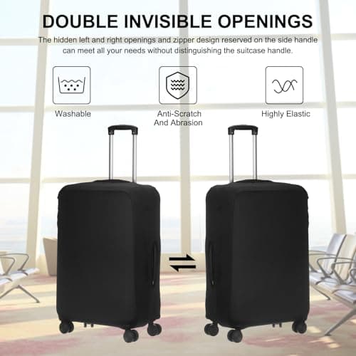 sourcing map Travel Luggage Cover, Washable Suitcase Covers for Luggage Anti-scratch Suitcase Protector Elastic Baggage Protective, Fits 18-21 Inch Suit Case, Black — view 4