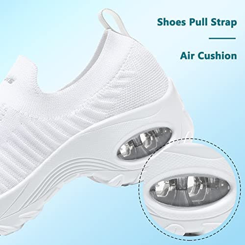 Womens Walking Shoes Slip On Trainers Arch Support Shoes Lightweight Running Shoes for Plantar Fasciitis Orthopedic Comfy Nurse Shoes White UK 6.5 — view 5
