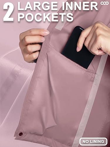 33,000ft Women's Lightweight Rain Jackets Hooded Breathable Packable Running Raincoats Active Trench Windbreaker with Hideaway Hood for Cycling Hiking (Dried Rose-L/UK 14) — view 6