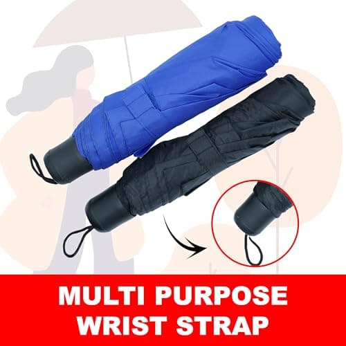 2Pcs Foldable Umbrella, Compact Black & Multicolor, Windproof Strong, Waterproof Stick Travel Umbrella for Women & Men, Ideal for Home & Rain Use — view 6