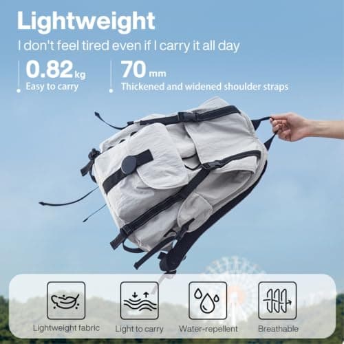 Gyios Backpack Lightweight Waterproof Travel 16 Inch Laptop Hiking Business Weekend Trips-light Gray — view 3