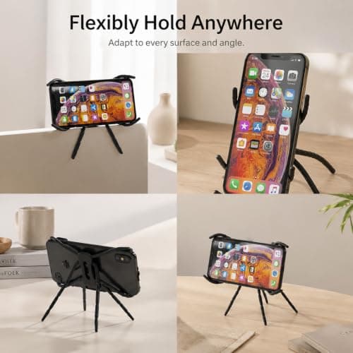 2Pcs Black Bendable Spider Phone Holders, PU Coated Steel Wire Universal Flexible Car Smartphone Mount Stands — view 5