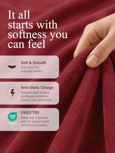 Utopia Bedding Ultra Soft Fleece Double Blanket (150x200cm- Burgundy) — view 2