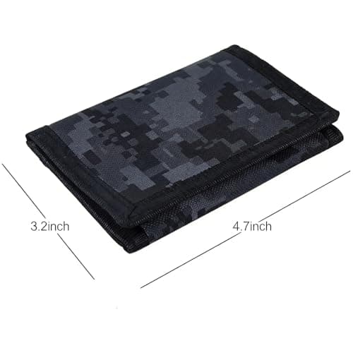 Moineefo 1 Pcs Camouflage Boys Wallet, Camouflage Trifold Wallet with Zip Pocket and Hook, Canvas Outdoor Sports Wallets for Teenagers, for Travel, School and Daily Use — view 2