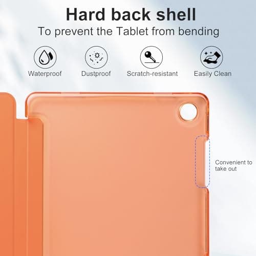 CoBak Case For Samsung Galaxy Tab A11 (2025) / A9 (2023) 8.7 Inch - PU Leather Smart Tablet Cover, Translucent Hard Shell, Two Viewing Angles, Orange — view 5