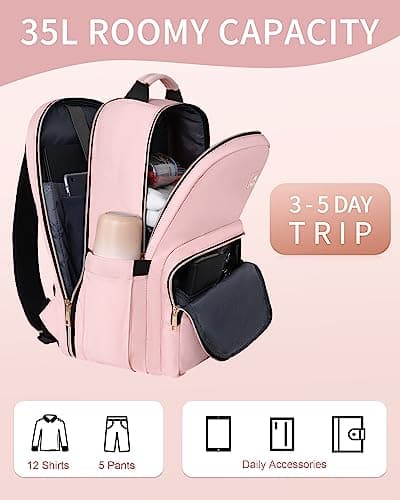 MATEIN 17 Inch Laptop Pink Backpack for Women, School Bag for Girls, Pink — view 2