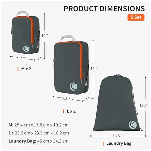 Cipway Compression Packing Cubes for Carry-On Luggage, 5 Set Expandable Compressible Travel Packing Organizers Essentials (Grey) — view 5