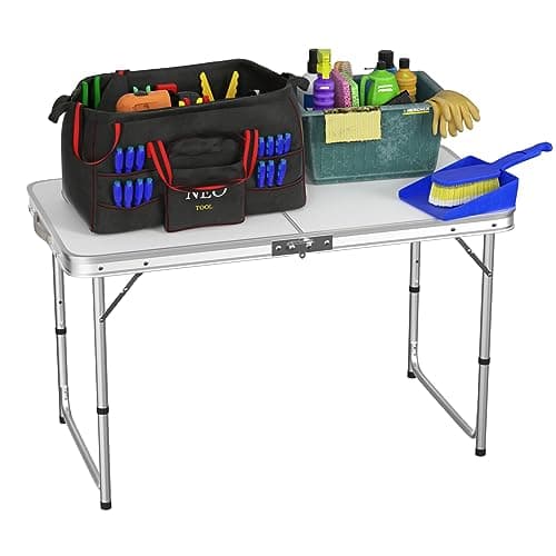 Aluminium Folding Table - Portable Lightweight Camping With Extra Strength Trestle Design, Power Coated Adjustable Height for Wedding, Garden Party, Picnic BBQ, Dinning With Carrying Handle — view 6