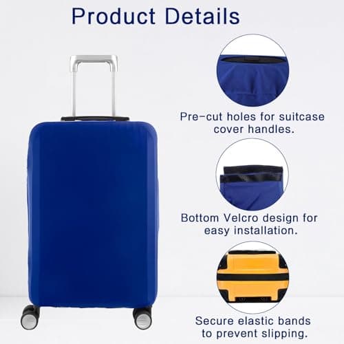 Bomiclss Elastic Luggage Cover for 26-28 Inch Suitcases | Waterproof & Dustproof Travel Protection | Blue Reusable Luggage Protector (Blue, L) — view 4