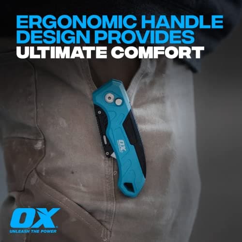 OX TOOLS P224301 Pro Heavy Duty Fixed Blade Folding Knife, Blue / Black — view 5