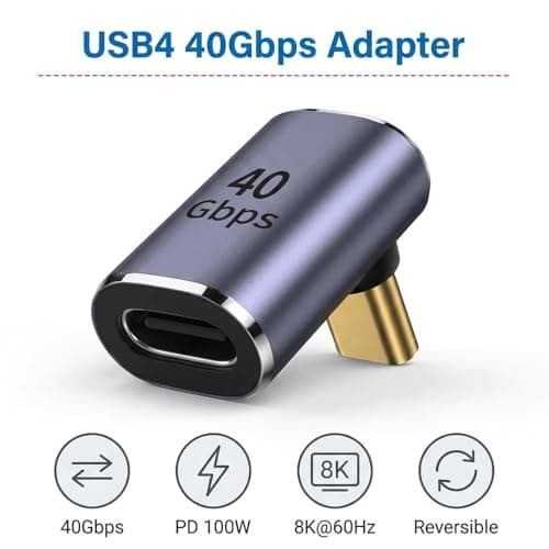 Nebulixq 2-Pack USB C Right Angle Adapter, 90 Degree USB C Male to Female Connector, Low-Profile Extension for Tablets & Smartphones, Plug-and-Play Stainless Steel — view 5