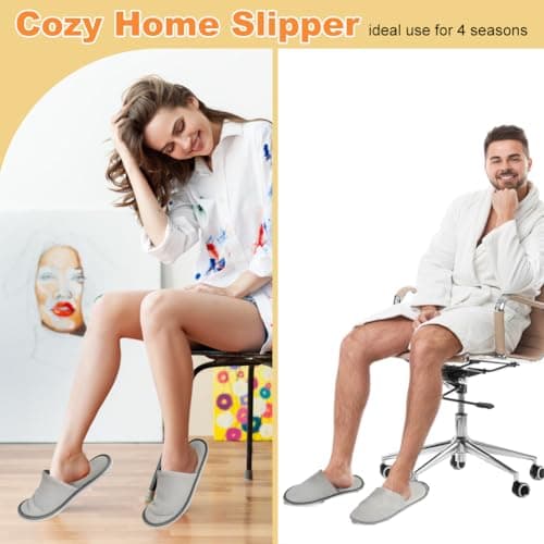 Cosysparks Portable Travel Slippers, Non-Disposable Hotel Slippers Reusable Spa Slipper Flight Slippers Anti-Slip Indoor House Slipper for Guests Travel Home Hotel Use — view 5
