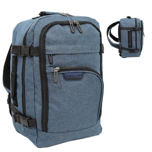 Bordlite Travel Underseat Cabin Approved Backpack, Lightweight Travel Rucksack, Premium Carry on Bag, 40x20x25cm - Navy