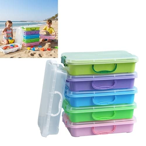 Pffiocix Stackable Sand Tray Set with Lid Stickers, Portable, Green — view 2