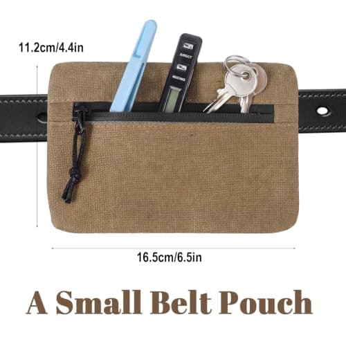 Sorcristy Belt Zipper Pouches for Men Women Compact EDC Pouch (Brown) — view 2